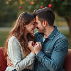 A couple expressing affection, symbolizing emotional reconciliation after a breakup.